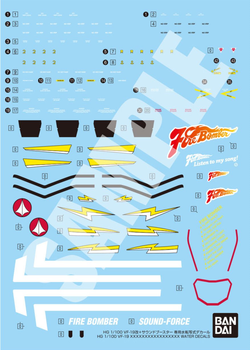 BANDAI HG 1/100 Macross VF-19 Custom Fire Valkyrie with Sound Booster Water Decals