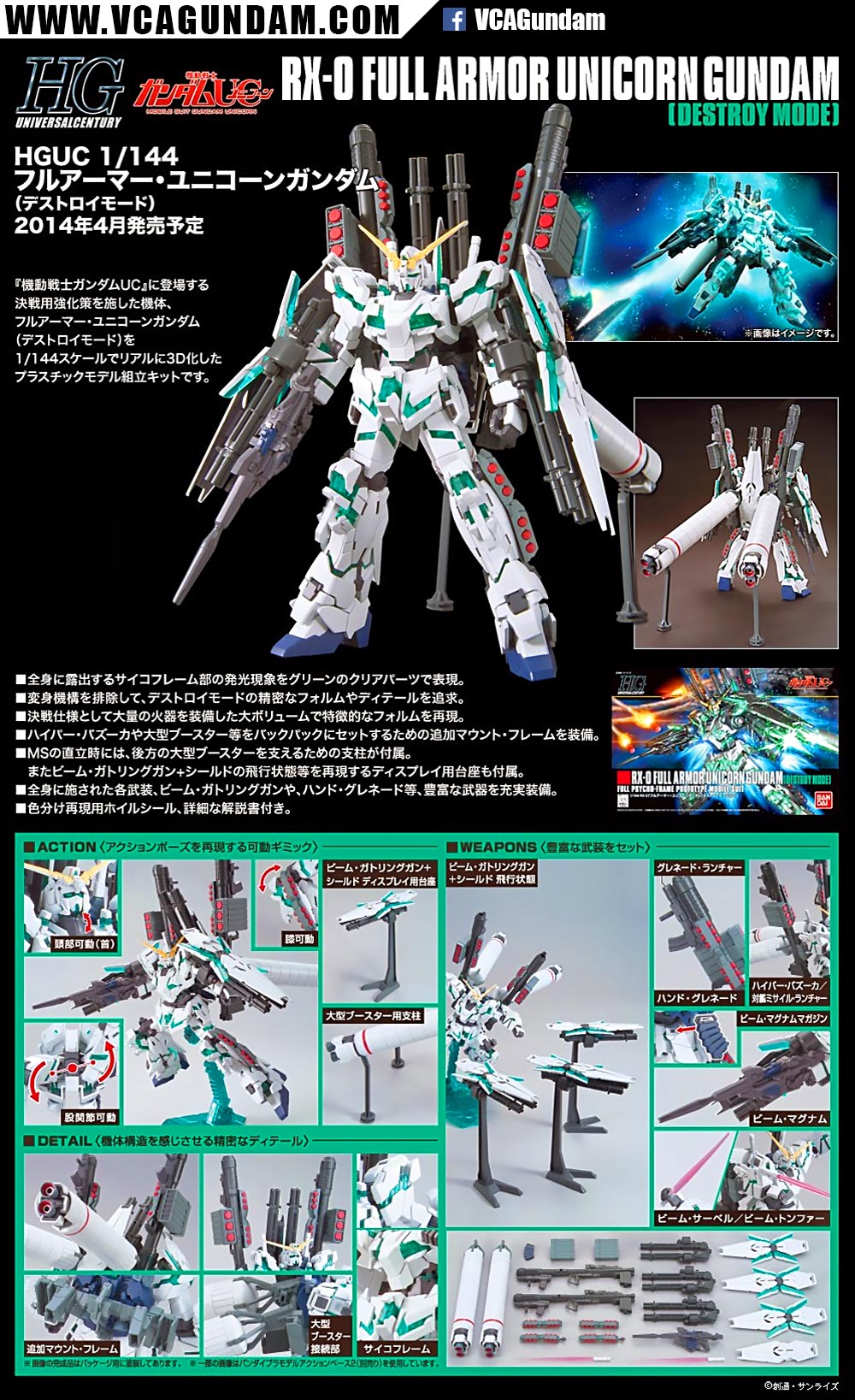 BANDAI HG 1/144 HGUC Full Armor Unicorn Gundam (Destroy Mode)