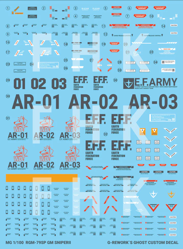 G-REWORK Waterslide Decals for MG 1/100 RGM-79SP GM Sniper II [White Dingo]